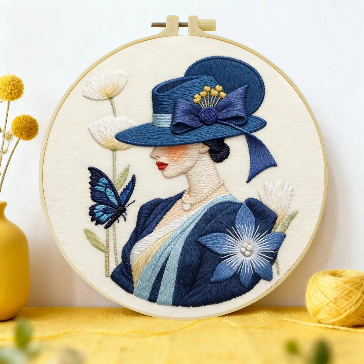 Elegant Lady in Blue Embroidery Kit